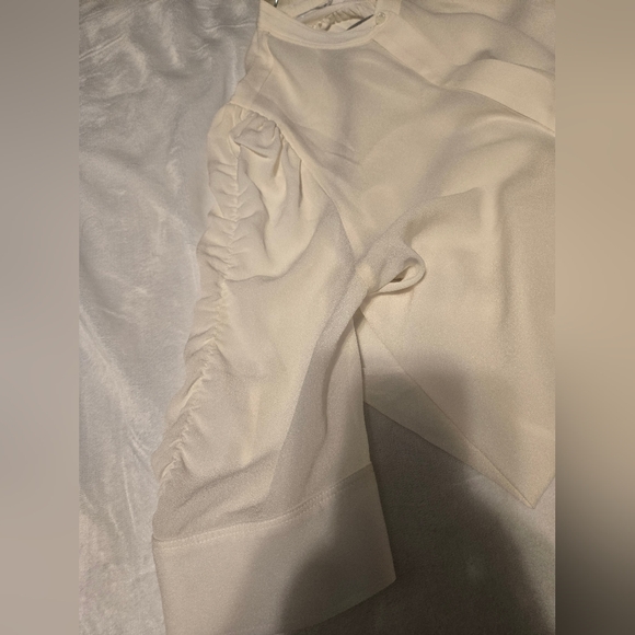 Frame Silk Shirt with Gathered Sleeves Women's Color White Size M - Picture 7 of 8